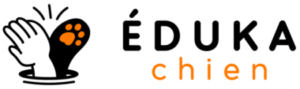 logo edukachien main et patte de chien orange et noir